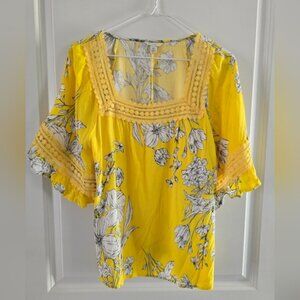 Cato Yellow Floral Blouse Top